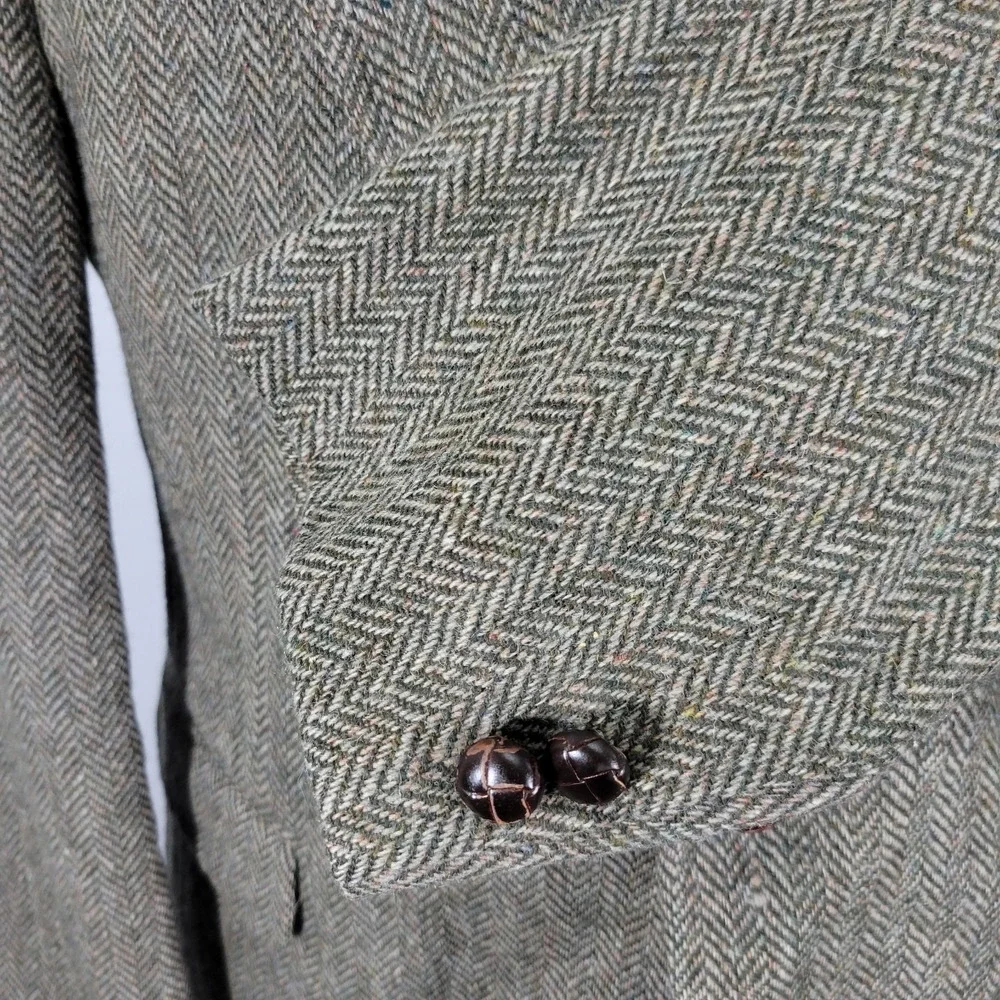 Robert Stock Classics Men's Tweed Sport Coat Blazer Olive Herringbone Wool 42S‎